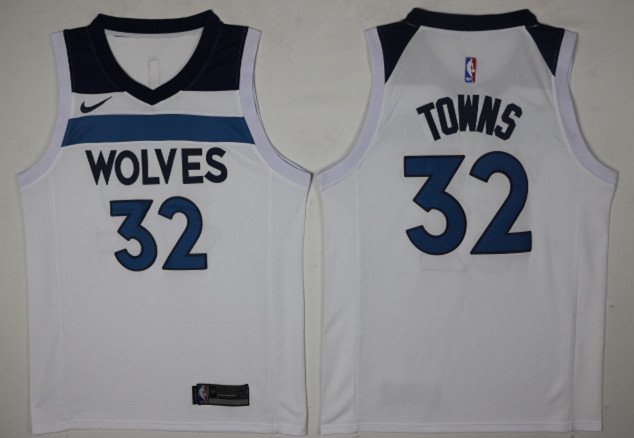 Men Minnesota Timberwolves 32 Towns White New Nike Season NBA Jerseys